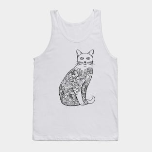 Cat In Lotus Tattoo Tank Top